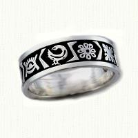 Custom African Wedding Bands in 14kt white gold