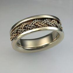 14kt Two Tone Turkshead Knot Wedding Band