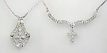 14Kt white diamond magnetic cross pendant