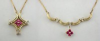 14Kt yellow magnetic ruby and diamond necklace