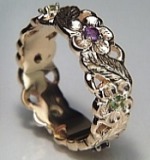 Sculpted Floral Band with gemstones