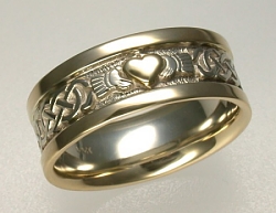 14kt Celtic Murphy Knot w/Claddagh Wedding Band 