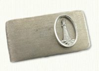 Sterling money clip with raised Montauk Lighthouse