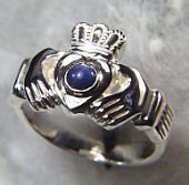Medium claddagh with bezel set 4mm cabochan star sapphire