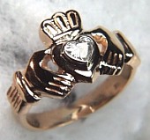 Medium claddagh ring with .25ct heart shaped diamond