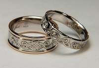 14KT two tone custom celtic knot bands