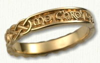 14KY Sculpted Gaelic Inscribed Wedding Band -'My Heart Forever'