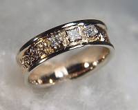 14KT two tone custom triangle knot bands with diamonds
