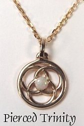 Pierced Trinity pendant with 2.5mm round gemstone