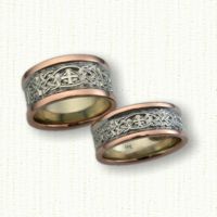 Kenmare Knot with Single Cross - 14kt White Center/14kt Rose Rails