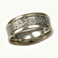 Celtic Kenmare Knot Wedding Band-Shown 14kt White Center with 14kt Yellow Rails