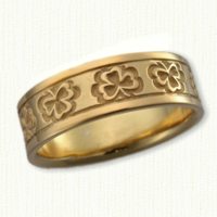 14Kt yellow Celtic Shamrock Band 7mm width