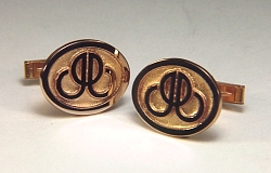 14kt yellow gold oval custom initial cuff links