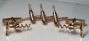 Corkscrew cuff links & wine bottle studs