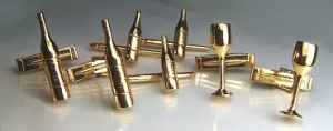 Wine Bottle & Wine Glass Cuff Links & Studs