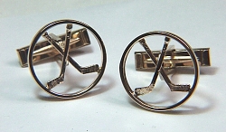 Sterling silver crossed hockey stick cuff links