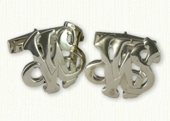 Custom Sterling Silver JSW initial cuff links