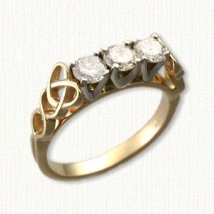 14kt Yellow Dara Knot Tri Diamond Ring 