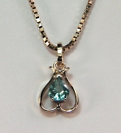 1.24ct pear shaped blue zircon pendant