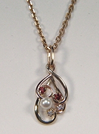 Pearl,Garnet & Diamond Pendant