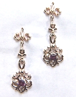 Victorian style dangle earrings with Rhodolite garnets