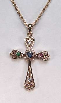 Family Cross Pendant set with gemstones