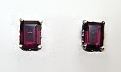 Rhodolite garnet earrings - emerald cut