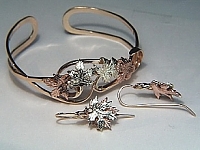 Leaf Cuff bracelet and earrings