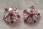 Custom Ruby & Diamond Earrings with 5 dia & 6 rubies each