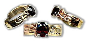 Oval Mosambique Garnet Initial Ring -Monogram & Initial Pins. Affordable personalized jewelry @ best prices !