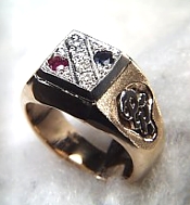 Gents signet style ring with pave' set gemstones