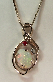 Oval Opal & Ruby Pendant