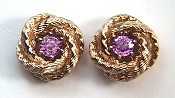 Round pink sapphire earrings in 14KY jackets