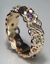 Sculpted Floral Band with gemstones