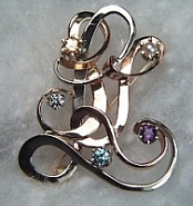 14KT Monogram Pin with Birthstones