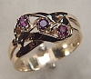 14KY garnet & amethyst mothers ring