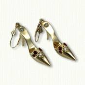 High Heeled Earrings with diamonds and rubies