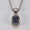 14kt white gold bezel set sapphire pendant 1.05ct