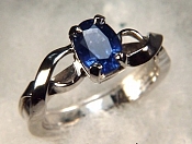 Platinum Rings with 1.18ct oval blue sapphire