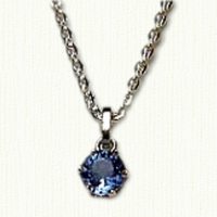 14KT white gold Celyon Sapphire Solitaire Pendant