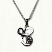 14kt white gold pendant, initial 'C' with diamond