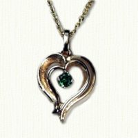 Stylized Double Heart Pendant with Stone