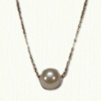 14kt yellow gold chain with single 6mm cultured pearl