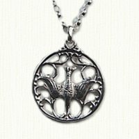 Dove in Round frame pendant