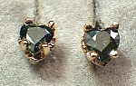 Heart shaped green sapphire earrings 3.5mm