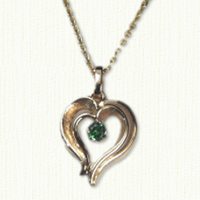 Nested Double Heart Pendant with Synthetic Emerald #SS03378