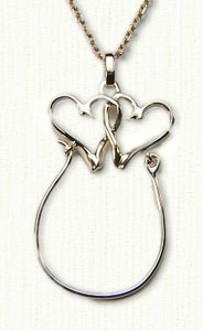 14KY twin hearts charm holder