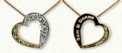 Two Tone Filigree Heart Earrings and Pendant