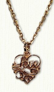 Filigree Heart Pendant with 'Love' #SS04417