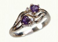 14KY Promise Ring #7480 with 4x4 amethyst hearts